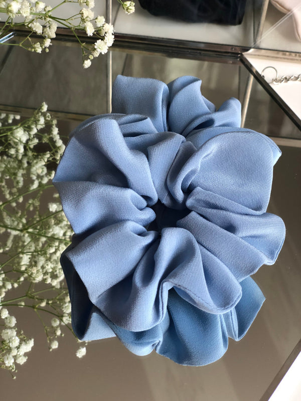 Sky blue silk scrunchie